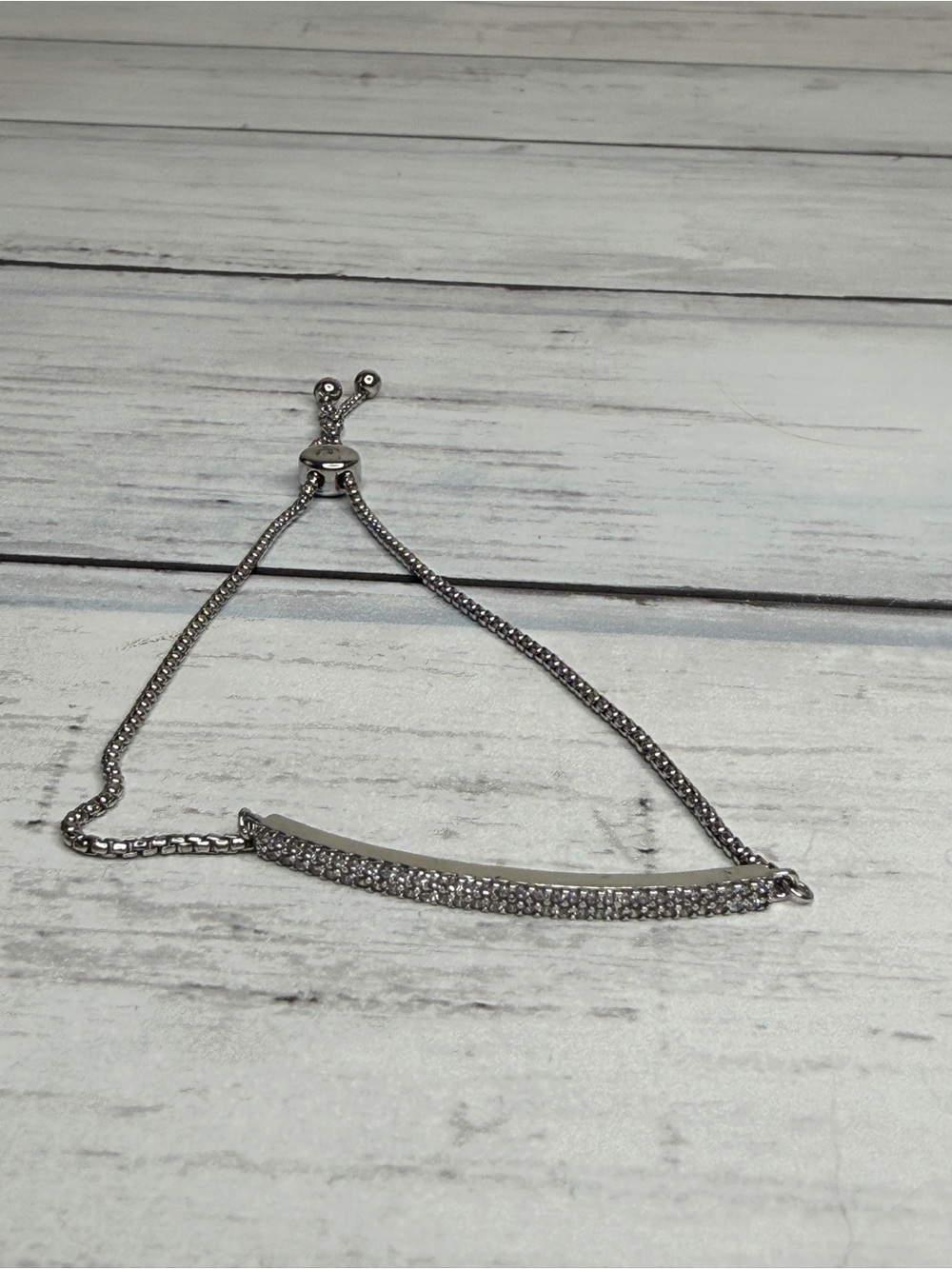 Adjustable Silver Crystal Bar Bracelet for Women